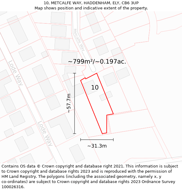 10, METCALFE WAY, HADDENHAM, ELY, CB6 3UP: Plot and title map