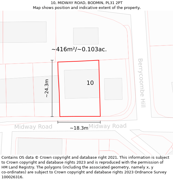 10, MIDWAY ROAD, BODMIN, PL31 2PT: Plot and title map