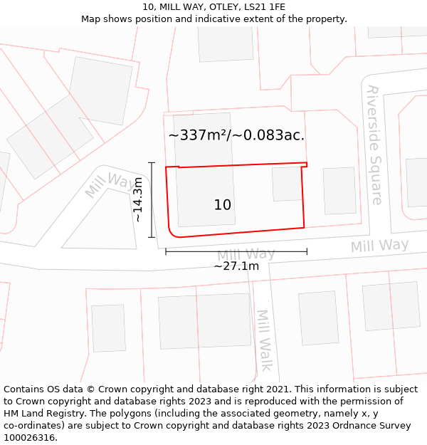 10, MILL WAY, OTLEY, LS21 1FE: Plot and title map