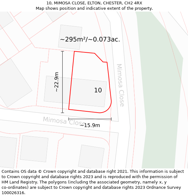 10, MIMOSA CLOSE, ELTON, CHESTER, CH2 4RX: Plot and title map