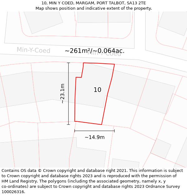 10, MIN Y COED, MARGAM, PORT TALBOT, SA13 2TE: Plot and title map