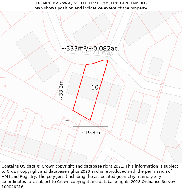 10, MINERVA WAY, NORTH HYKEHAM, LINCOLN, LN6 9FG: Plot and title map