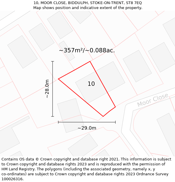 10, MOOR CLOSE, BIDDULPH, STOKE-ON-TRENT, ST8 7EQ: Plot and title map