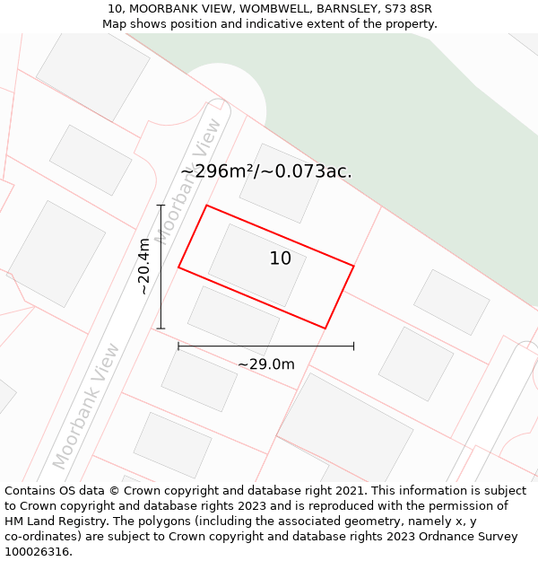10, MOORBANK VIEW, WOMBWELL, BARNSLEY, S73 8SR: Plot and title map