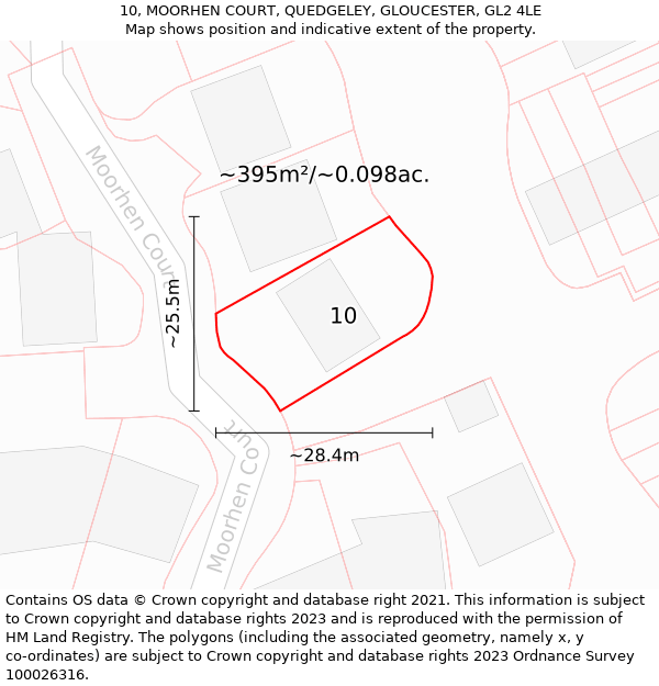 10, MOORHEN COURT, QUEDGELEY, GLOUCESTER, GL2 4LE: Plot and title map