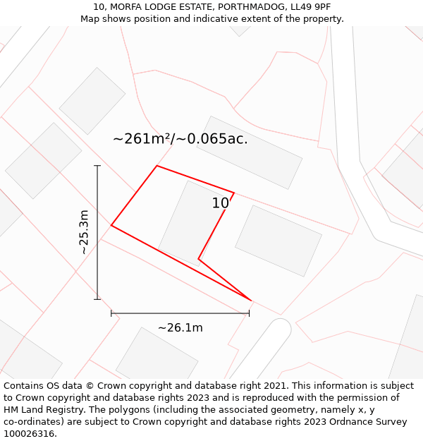 10, MORFA LODGE ESTATE, PORTHMADOG, LL49 9PF: Plot and title map