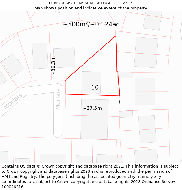 10, MORLAIS, PENSARN, ABERGELE, LL22 7SE: Plot and title map