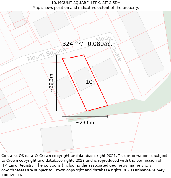 10, MOUNT SQUARE, LEEK, ST13 5DA: Plot and title map