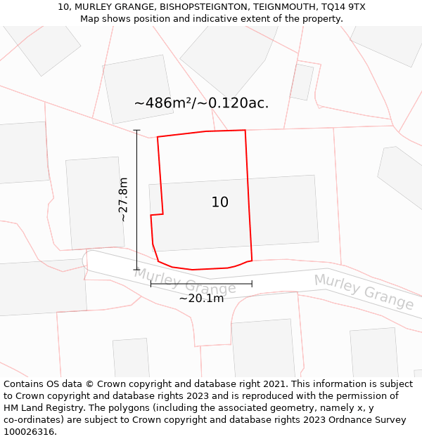 10, MURLEY GRANGE, BISHOPSTEIGNTON, TEIGNMOUTH, TQ14 9TX: Plot and title map