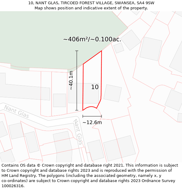 10, NANT GLAS, TIRCOED FOREST VILLAGE, SWANSEA, SA4 9SW: Plot and title map