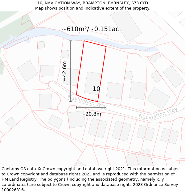 10, NAVIGATION WAY, BRAMPTON, BARNSLEY, S73 0YD: Plot and title map