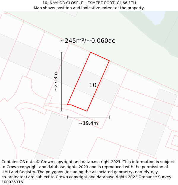 10, NAYLOR CLOSE, ELLESMERE PORT, CH66 1TH: Plot and title map