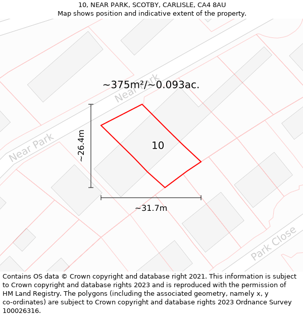 10, NEAR PARK, SCOTBY, CARLISLE, CA4 8AU: Plot and title map