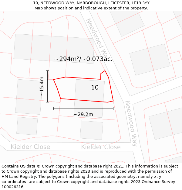 10, NEEDWOOD WAY, NARBOROUGH, LEICESTER, LE19 3YY: Plot and title map