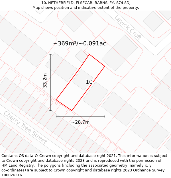 10, NETHERFIELD, ELSECAR, BARNSLEY, S74 8DJ: Plot and title map