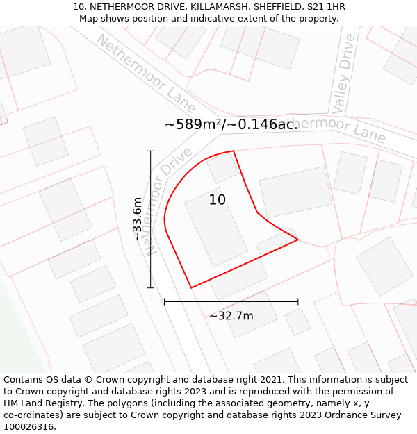 10, NETHERMOOR DRIVE, KILLAMARSH, SHEFFIELD, S21 1HR: Plot and title map