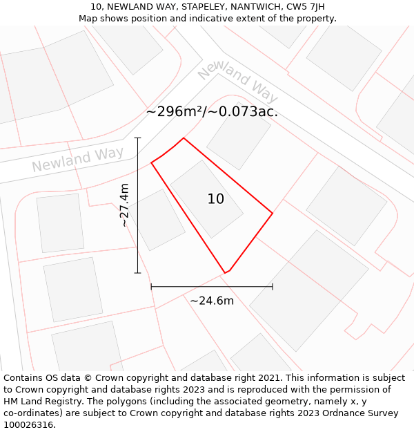 10, NEWLAND WAY, STAPELEY, NANTWICH, CW5 7JH: Plot and title map