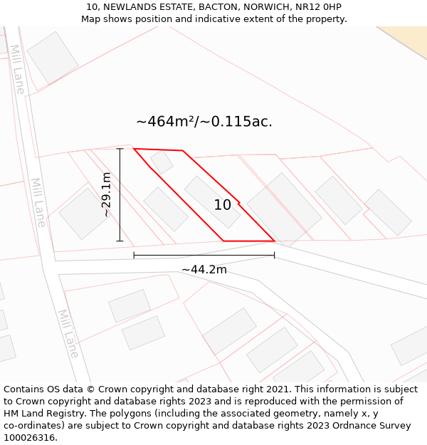 10, NEWLANDS ESTATE, BACTON, NORWICH, NR12 0HP: Plot and title map