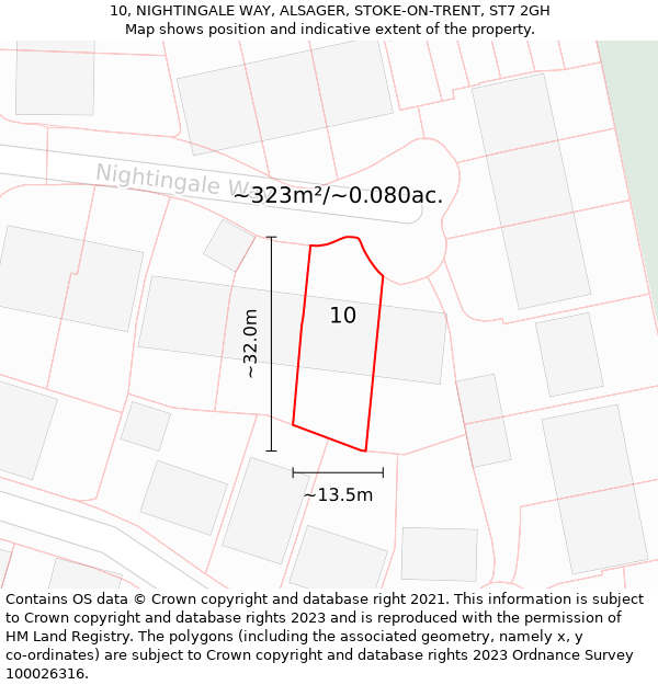 10, NIGHTINGALE WAY, ALSAGER, STOKE-ON-TRENT, ST7 2GH: Plot and title map