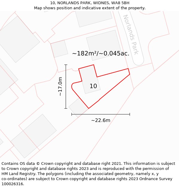 10, NORLANDS PARK, WIDNES, WA8 5BH: Plot and title map