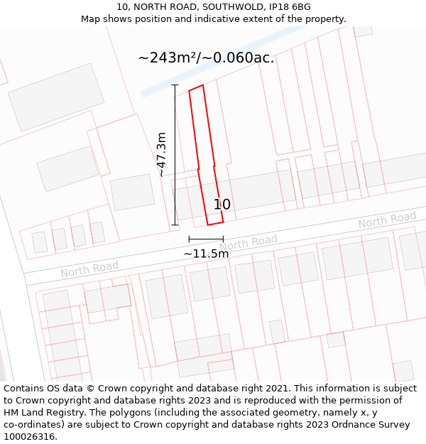 10, NORTH ROAD, SOUTHWOLD, IP18 6BG: Plot and title map