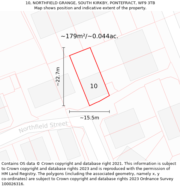 10, NORTHFIELD GRANGE, SOUTH KIRKBY, PONTEFRACT, WF9 3TB: Plot and title map