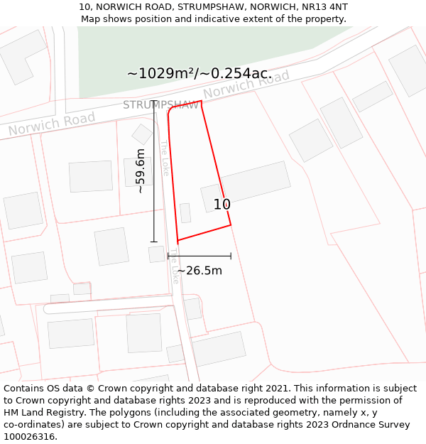 10, NORWICH ROAD, STRUMPSHAW, NORWICH, NR13 4NT: Plot and title map