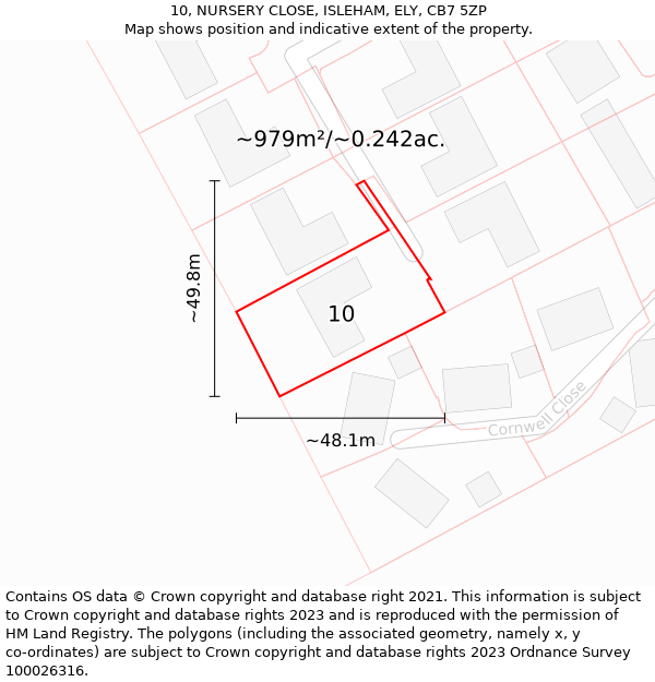 10, NURSERY CLOSE, ISLEHAM, ELY, CB7 5ZP: Plot and title map