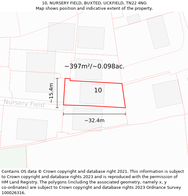 10, NURSERY FIELD, BUXTED, UCKFIELD, TN22 4NG: Plot and title map