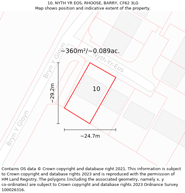 10, NYTH YR EOS, RHOOSE, BARRY, CF62 3LG: Plot and title map