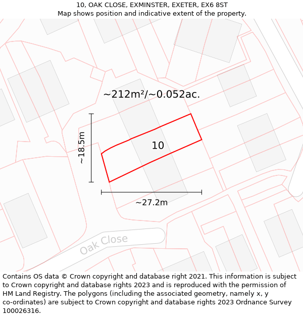10, OAK CLOSE, EXMINSTER, EXETER, EX6 8ST: Plot and title map