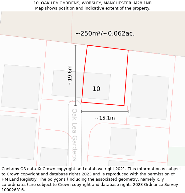 10, OAK LEA GARDENS, WORSLEY, MANCHESTER, M28 1NR: Plot and title map