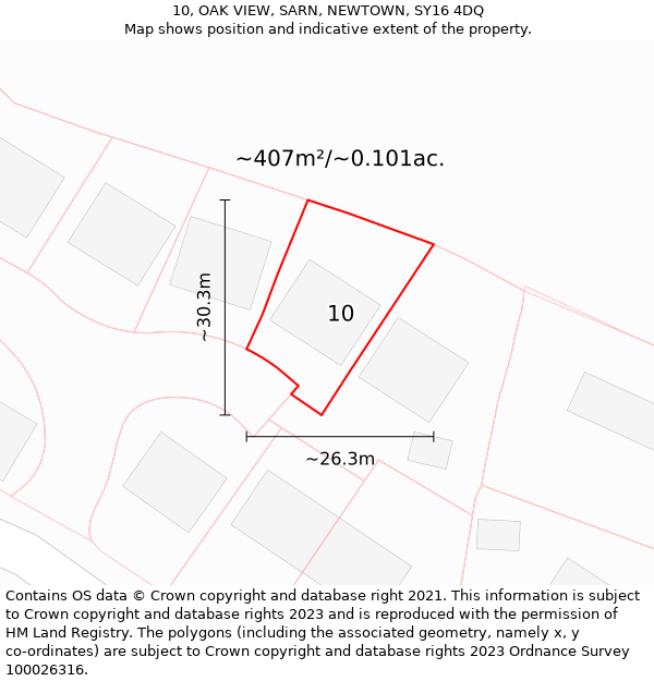 10, OAK VIEW, SARN, NEWTOWN, SY16 4DQ: Plot and title map