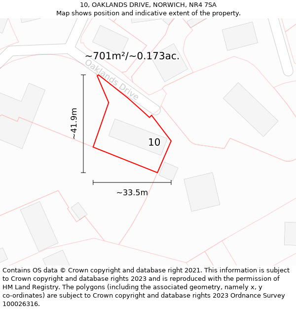 10, OAKLANDS DRIVE, NORWICH, NR4 7SA: Plot and title map