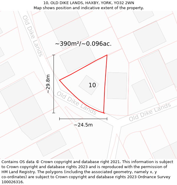 10, OLD DIKE LANDS, HAXBY, YORK, YO32 2WN: Plot and title map