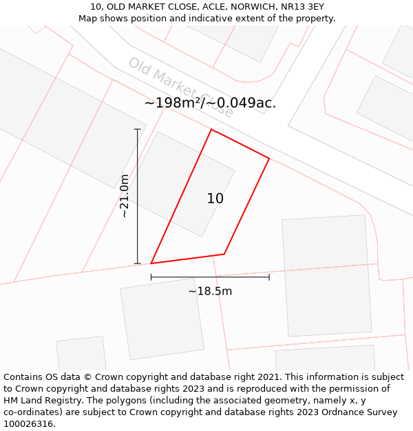 10, OLD MARKET CLOSE, ACLE, NORWICH, NR13 3EY: Plot and title map