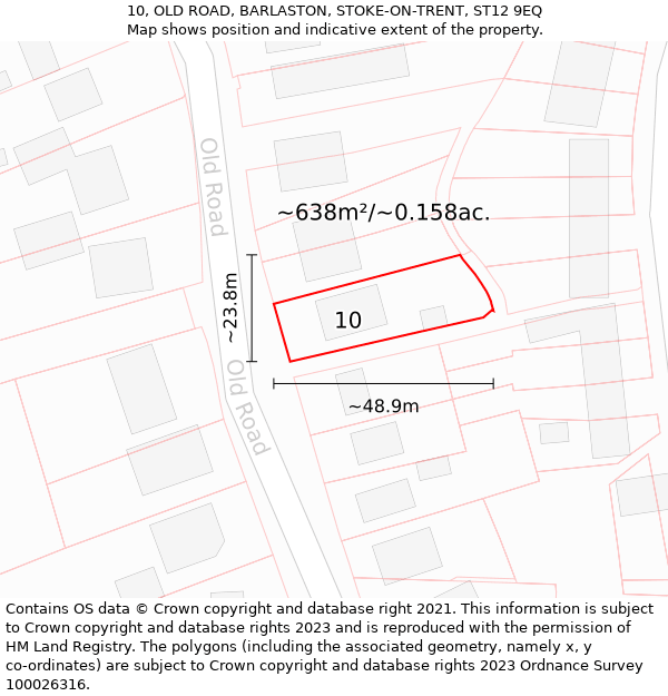 10, OLD ROAD, BARLASTON, STOKE-ON-TRENT, ST12 9EQ: Plot and title map
