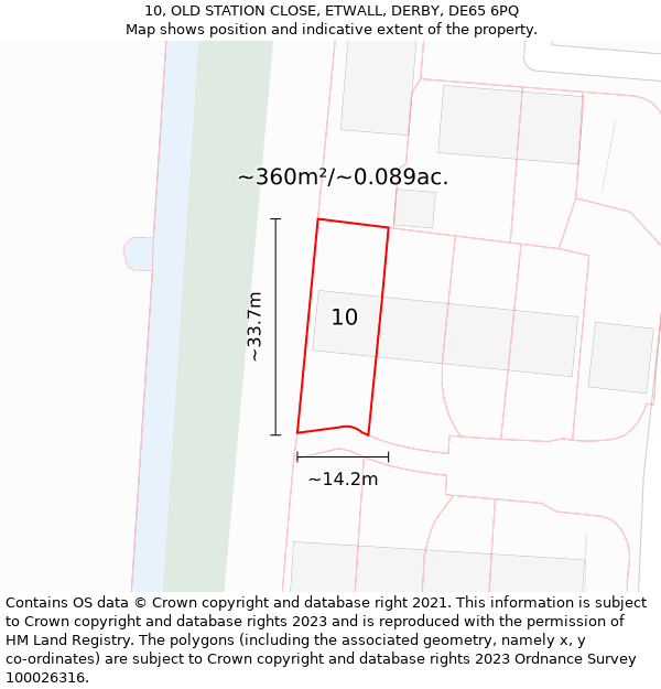 10, OLD STATION CLOSE, ETWALL, DERBY, DE65 6PQ: Plot and title map