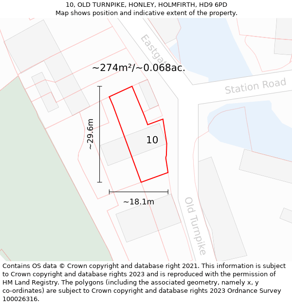 10, OLD TURNPIKE, HONLEY, HOLMFIRTH, HD9 6PD: Plot and title map