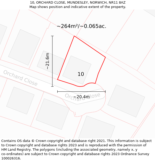 10, ORCHARD CLOSE, MUNDESLEY, NORWICH, NR11 8AZ: Plot and title map