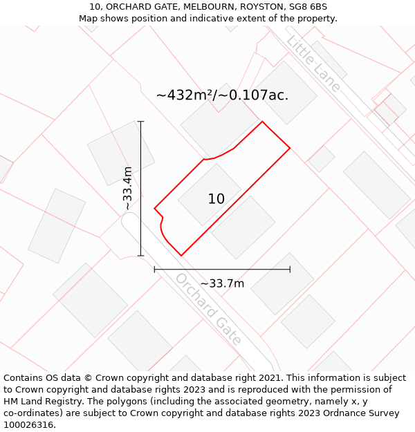 10, ORCHARD GATE, MELBOURN, ROYSTON, SG8 6BS: Plot and title map