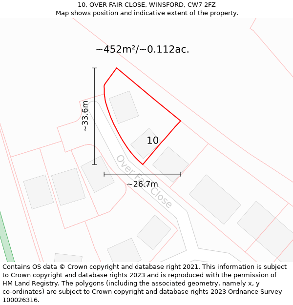 10, OVER FAIR CLOSE, WINSFORD, CW7 2FZ: Plot and title map