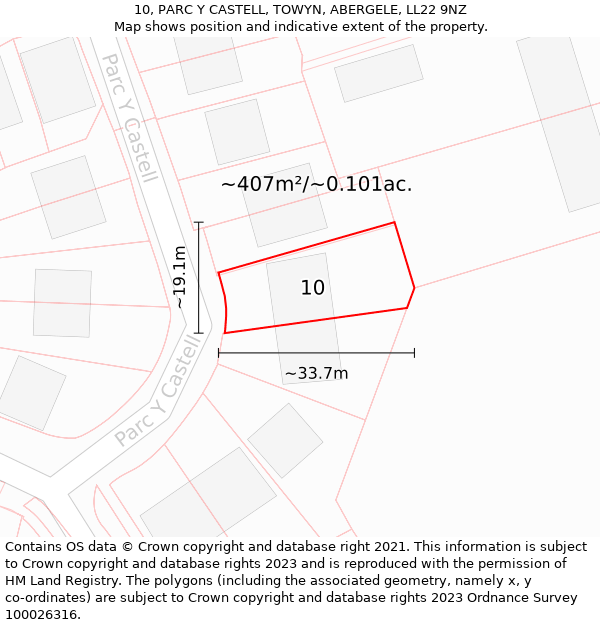 10, PARC Y CASTELL, TOWYN, ABERGELE, LL22 9NZ: Plot and title map