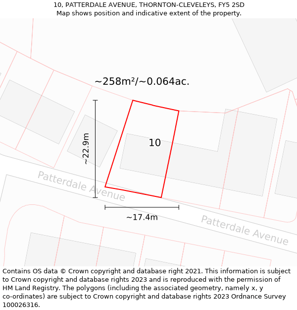 10, PATTERDALE AVENUE, THORNTON-CLEVELEYS, FY5 2SD: Plot and title map