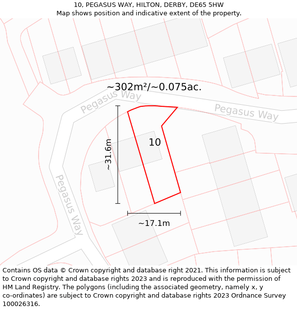 10, PEGASUS WAY, HILTON, DERBY, DE65 5HW: Plot and title map