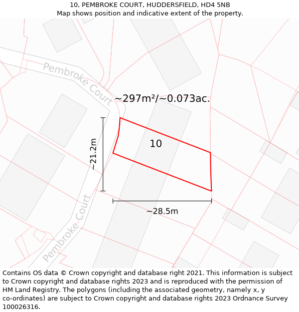 10, PEMBROKE COURT, HUDDERSFIELD, HD4 5NB: Plot and title map