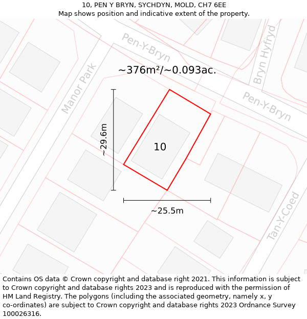 10, PEN Y BRYN, SYCHDYN, MOLD, CH7 6EE: Plot and title map