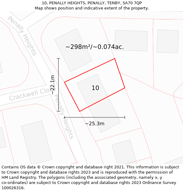 10, PENALLY HEIGHTS, PENALLY, TENBY, SA70 7QP: Plot and title map