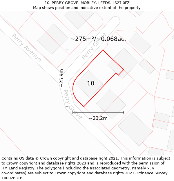 10, PERRY GROVE, MORLEY, LEEDS, LS27 0FZ: Plot and title map