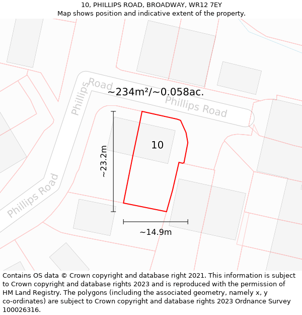 10, PHILLIPS ROAD, BROADWAY, WR12 7EY: Plot and title map
